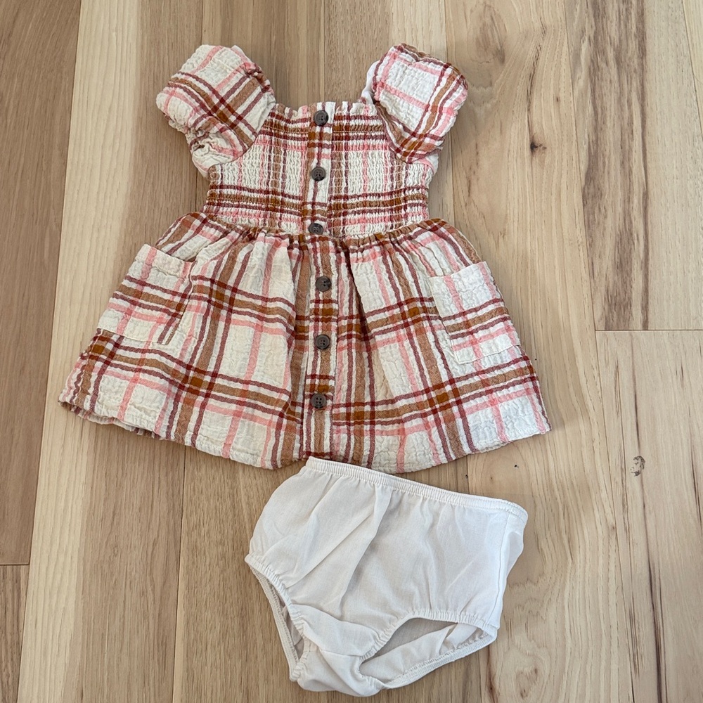 Cat & Jack Plaid Dress with Bloomers - Pink and Cream